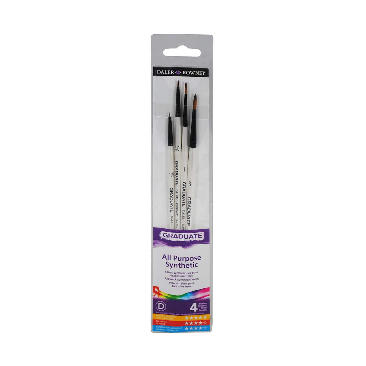 Daler‑Rowney® Graduate Detail Synthetic Short Handle Paintbrushes Set